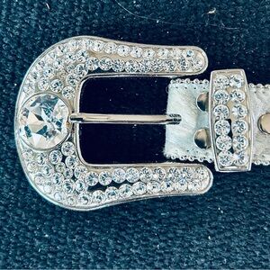 B B Simon Silver Crystal-Embellished Belt Buckle